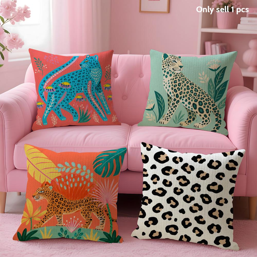 Pillow Cover 20X20 - Geometrik Hayvan Desenli Minder Örtüsü Doğal