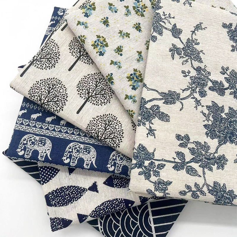 Home Textiles Products - Retro Boho Çiçek Desenli Pamuk Keten
