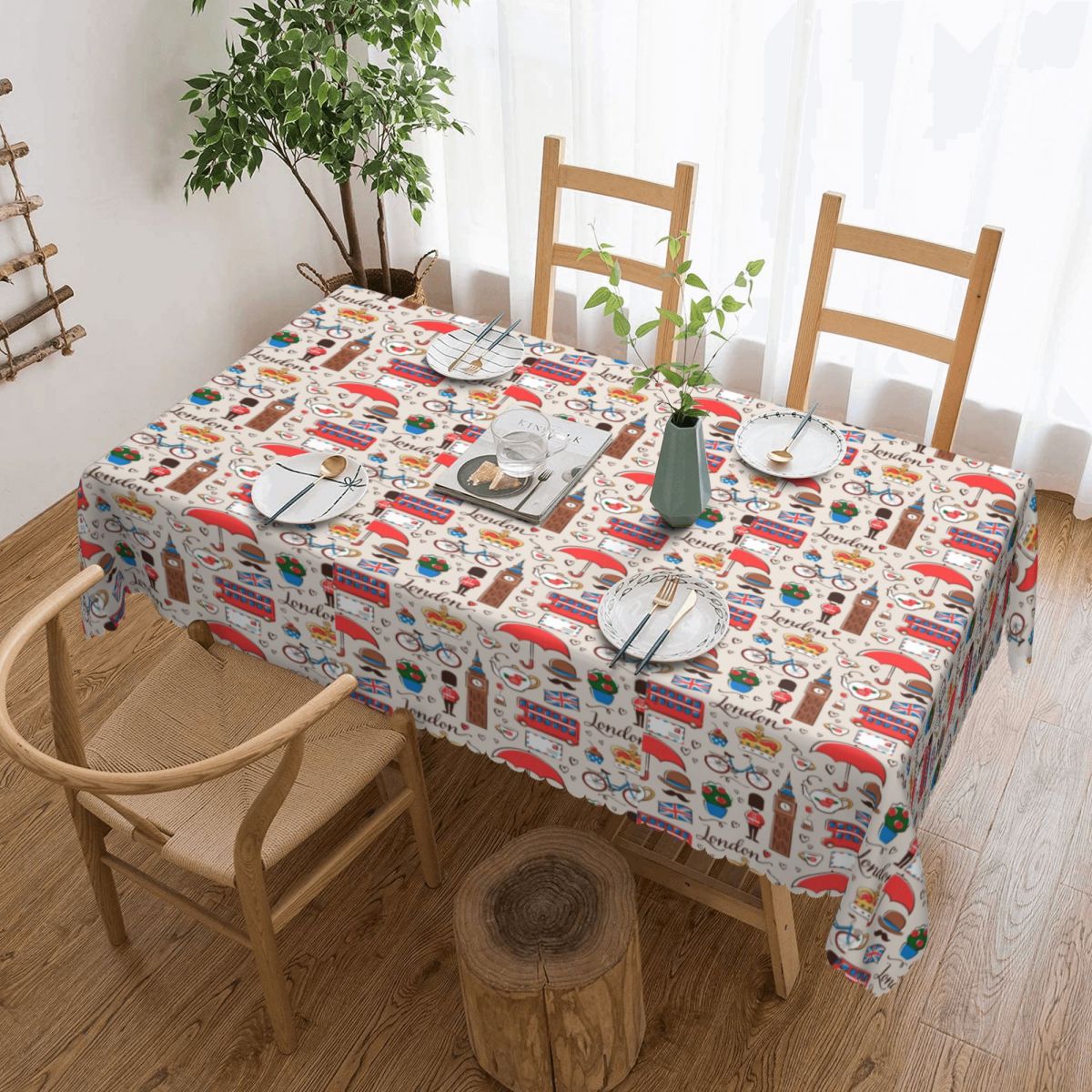 Home Textiles London - Londra desen dikdörtgen masa örtüsü su