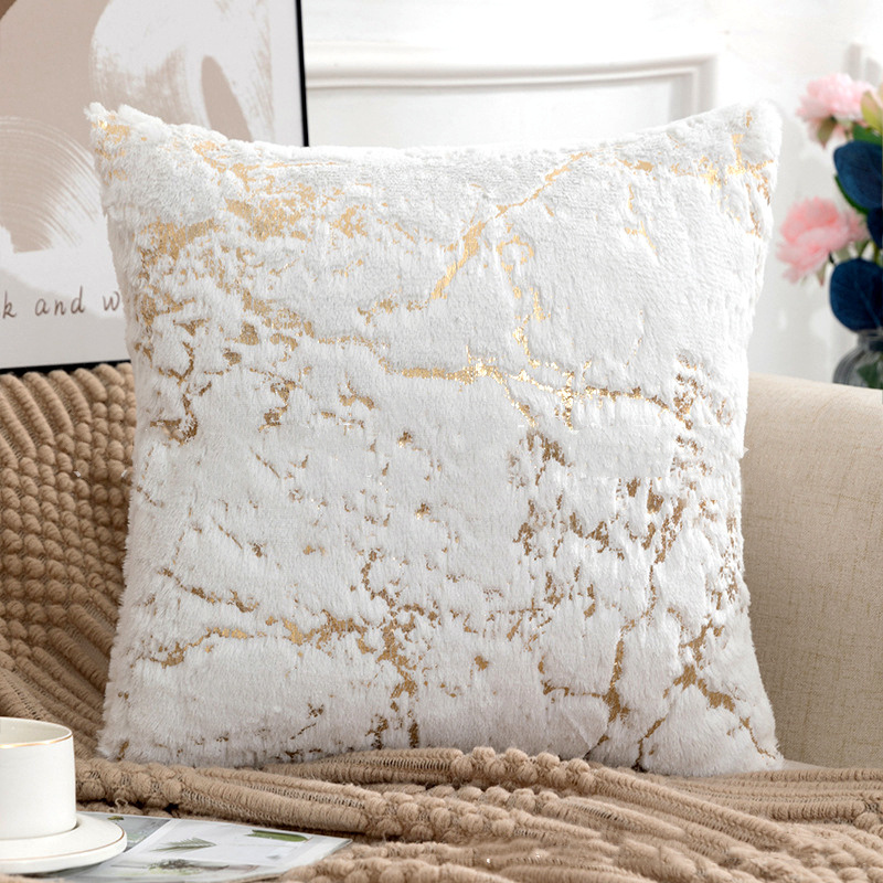 Pillow Cover 20X20 - Peluş Altın Kürk minder örtüsü Beyaz