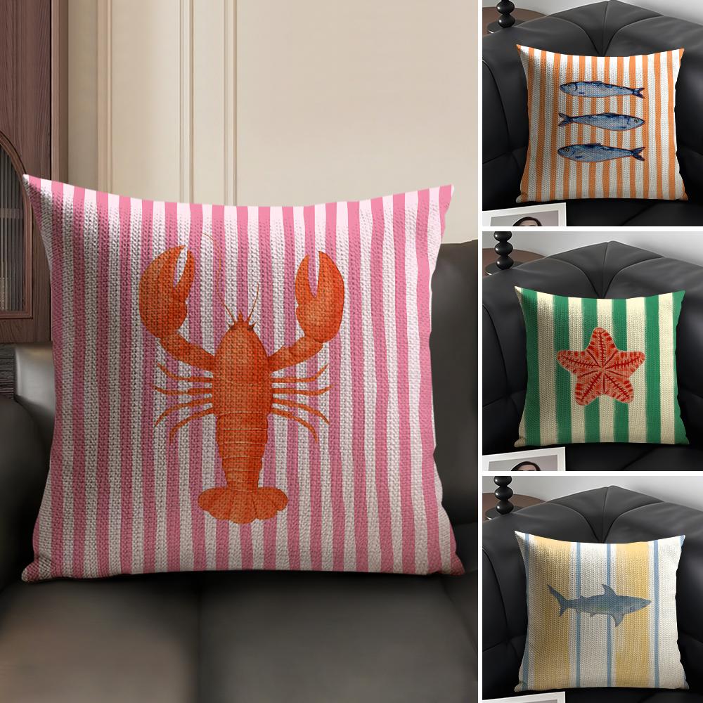 Okyanus Yaşamı Temalı Çizgili  - Pillow Cover 20X20 incelemesi ve fiyatı