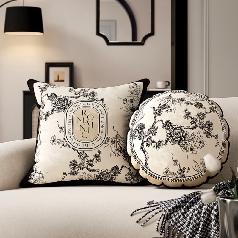 Retro Siyah Flora Yastık Örtüs - Pillow Cover 20X20 incelemesi ve fiyatı