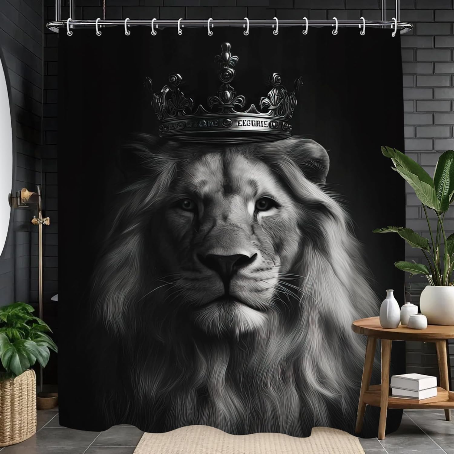 Görkemli aslan kral taç duş pe - Home Textiles Luxury Curtains incelemesi ve fiyatı